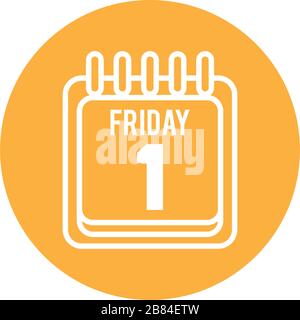 friday one calendar block style icon Stock Vector