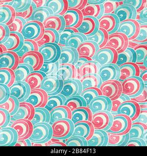 abstract color spirals seamless pattern with grunge effect Stock Vector