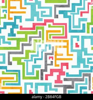 abstract colored geometric seamless pattern with grunge effect Stock Vector