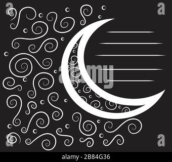 abstract moon, white patterns Stock Vector