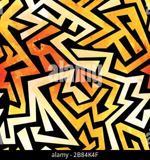 ancient maze seamless texture with grunge effect Stock Vector
