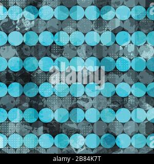 blue circles grunge seamless pattern Stock Vector