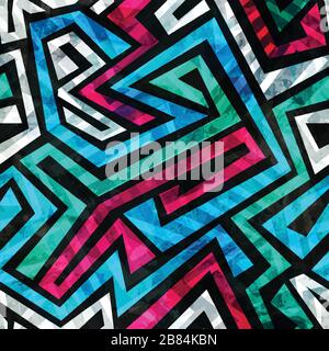 blue labyrinth seamless pattern Stock Vector