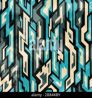 blue technology seamless pattern with grunge effect Stock Vector