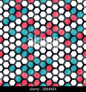 blue and red color cells seamless pattern Stock Vector