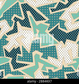 blue textile geometric seamless pattern Stock Vector