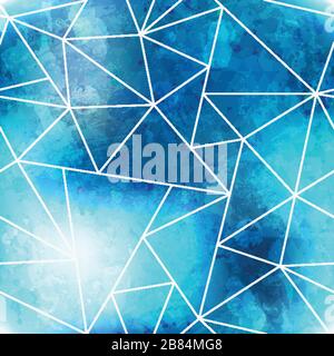 blue triangle seamless pattern with grunge effect Stock Vector