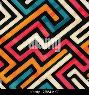 bright labyrinth seamless pattern Stock Vector