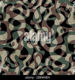 camouflage seamless pattern with grunge effect Stock Vector