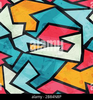 colored graffiti grunge seamless pattern Stock Vector