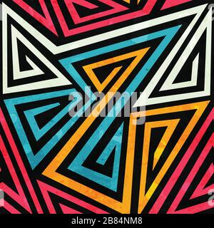 colored labyrinth seamless texture with grunge effect Stock Vector