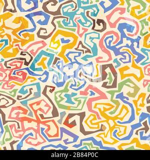 colored maze seamless pattern with grunge effect Stock Vector