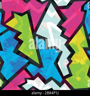 colored graffiti seamless pattern with grunge effect Stock Vector