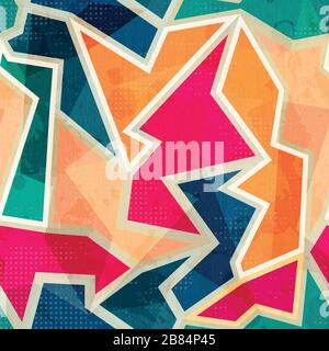 colored geometric seamless pattern with grunge effect Stock Vector