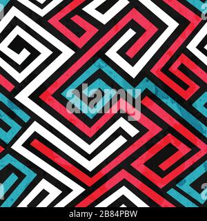 colored maze seamless texture with grunge effect Stock Vector