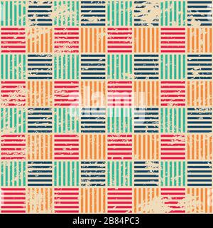 colored woven seamless pattern with grunge effect Stock Vector