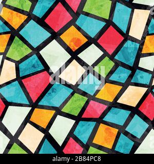 colored mosaic seamless pattern with grunge effect Stock Vector