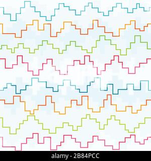 colored pixel zigzag seamless pattern Stock Vector