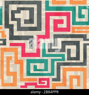 colored square spiral pattern with grunge effect Stock Vector