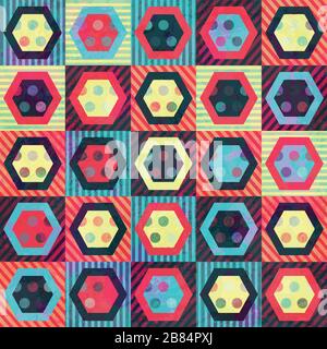 colored vintage rhombus seamless pattern with grunge effect Stock Vector