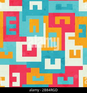 funky bright maze seamless pattern Stock Vector