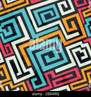 colored square spiral pattern with grunge effect Stock Vector