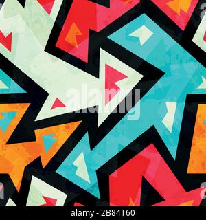 graffiti arrows seamless pattern with grunge effect Stock Vector