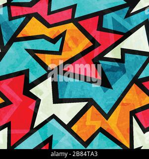 funky maze seamless texture with grunge effect Stock Vector