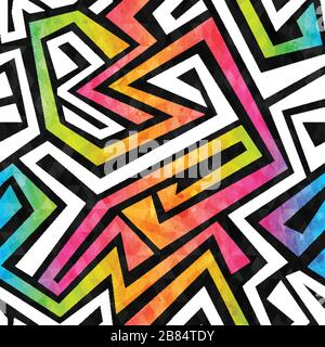graffiti maze seamless pattern with grunge effect Stock Vector