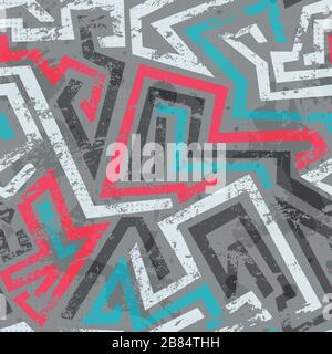 grunge colored graffiti seamless pattern Stock Vector