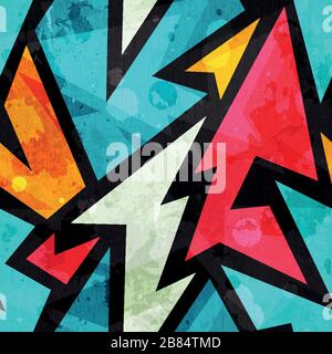 graffiti geometric seamless pattern with grunge effect Stock Vector