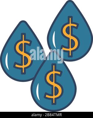 oil drops with dollars symbols fill style Stock Vector