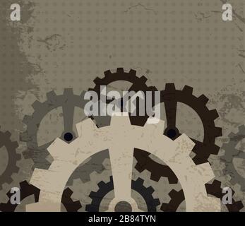 grunge cogwheel background Stock Vector