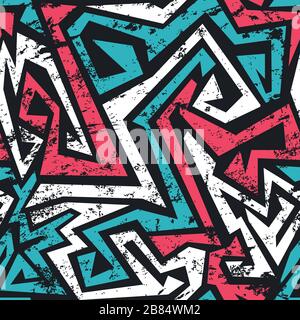 maze seamless pattern with grunge effect Stock Vector