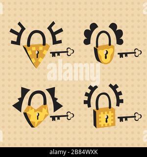 locks with keys Stock Vector