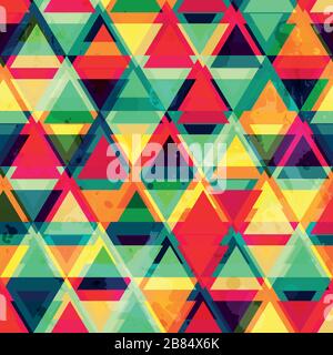 hipster triangle seamless pattern with grunge effect Stock Vector