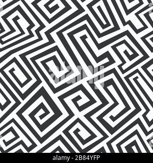 monochrome maze seamless pattern Stock Vector