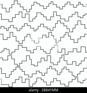 monochrome pixel zigzag seamless pattern Stock Vector