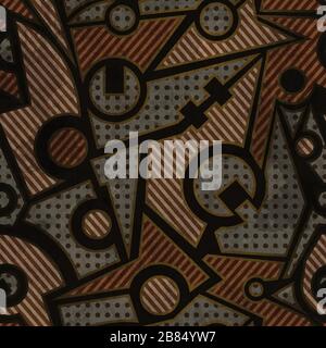 mechanic geometric seamless pattern with rust effect Stock Vector