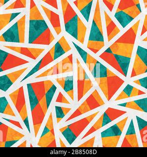 mosaic triangle seamless pattern with grunge effect Stock Vector