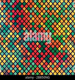 multicolor mosaic seamless pattern with grunge effect Stock Vector