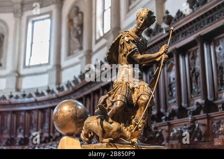 Sculpture of St George in the Church San Giorgio Maggiore, Venice/Italy Stock Photo