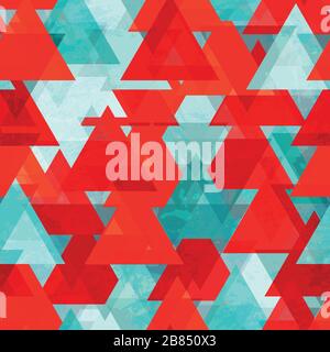 red triangle seamless texture with grunge effect Stock Vector