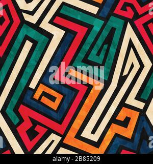 Old lines seamless pattern with grunge effect Stock Vector