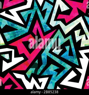 retro labyrinth seamless pattern with grunge effect Stock Vector