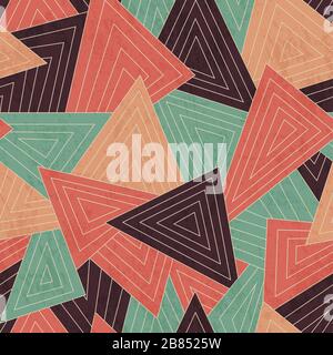retro scattered triangle seamless pattern with grunge effect Stock Vector