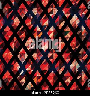 ruby color mosaic seamless pattern with grunge effect Stock Vector