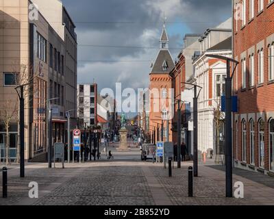 Esbjerg city center main square with King Christian IX statue. Denmark Stock Photo