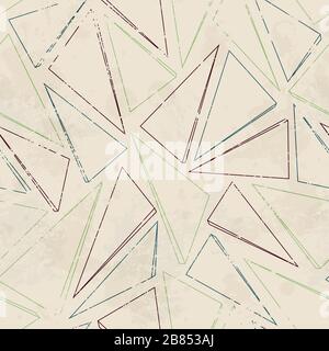 triangle contour seamless pattern with grunge effect Stock Vector