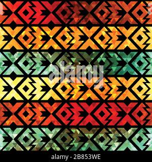 ancient geometric seamless pattern with grunge effect Stock Vector